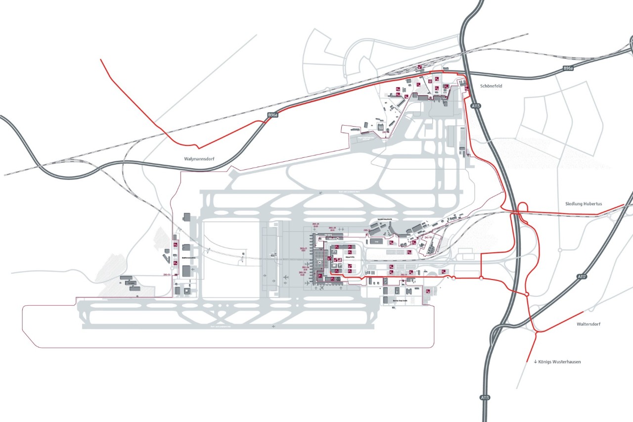 Map showing the cycle paths to the terminals.