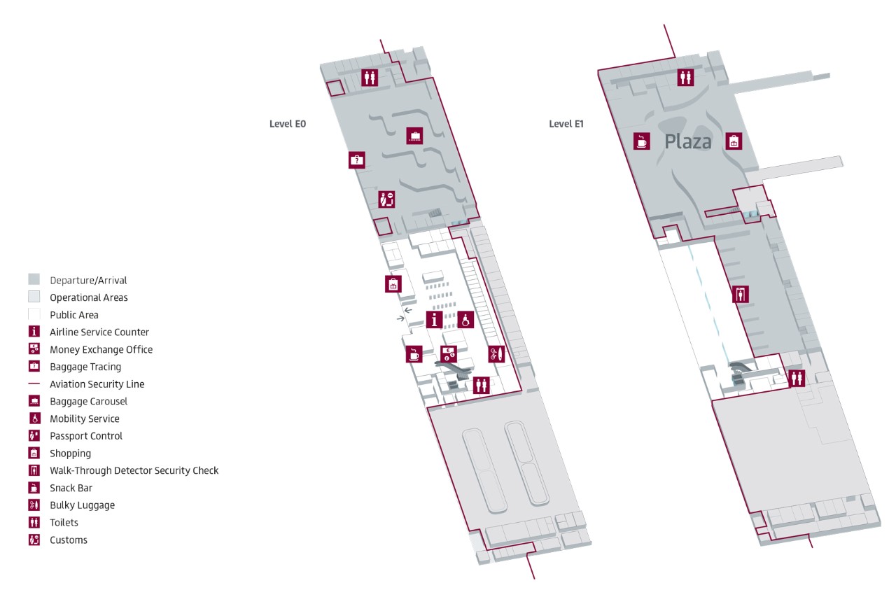 Levels E0 and E1 - Terminal 2