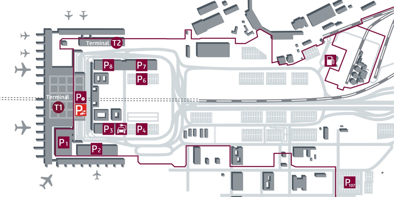Screenshot of the interactive map. All car parks and valet parking.