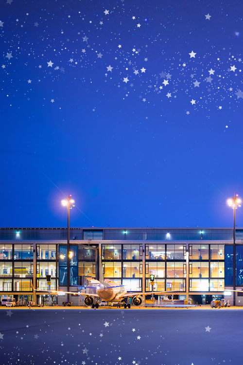 Airport terminal in the evening