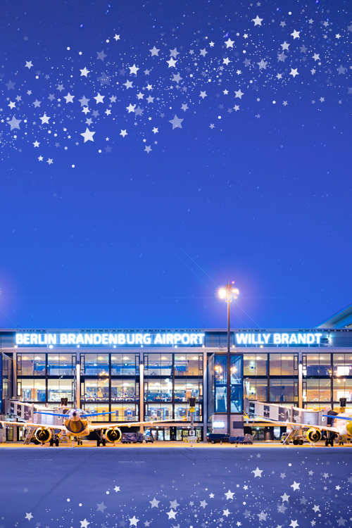 Airport terminal in the evening