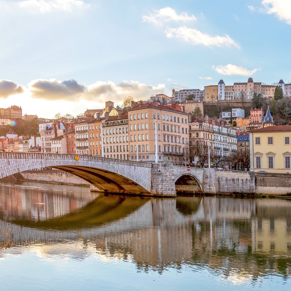 View of Lyon on the river Saône